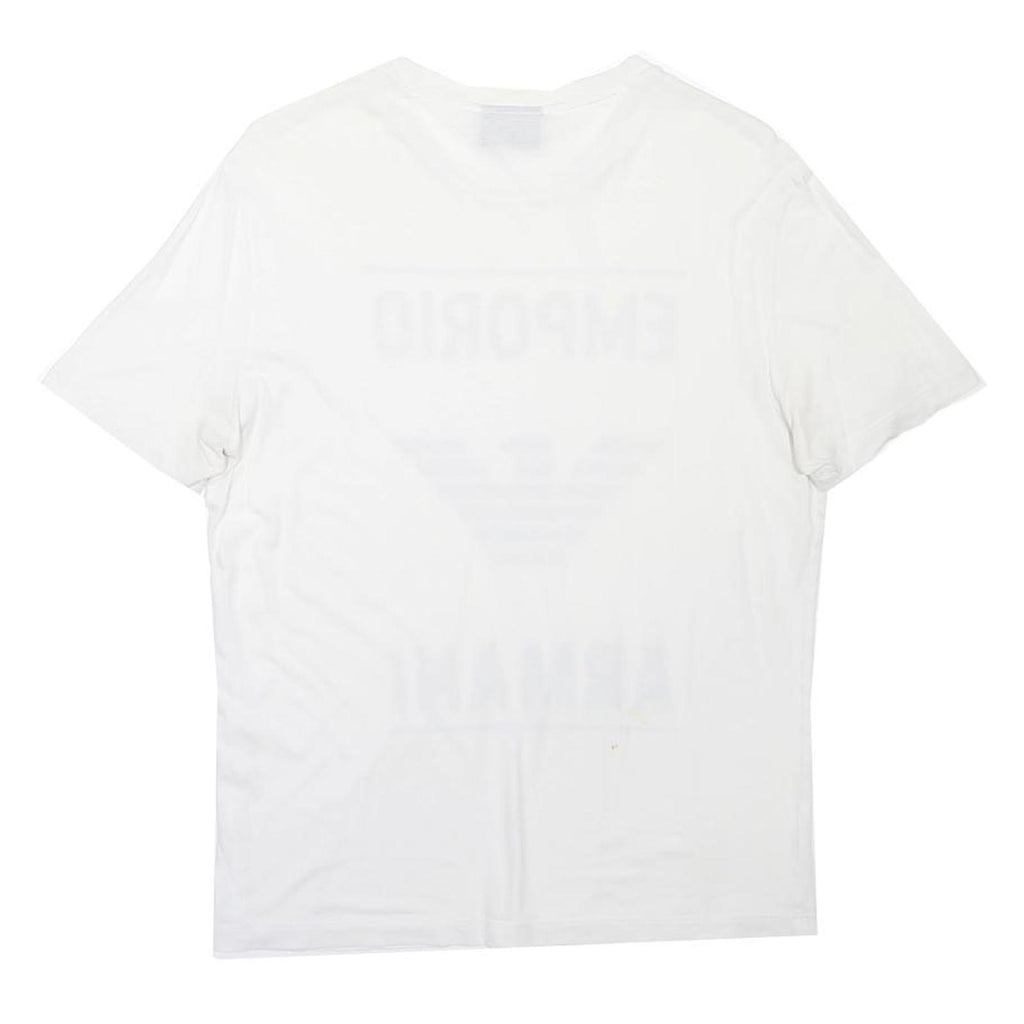 EMPORIO ARMANI Mens White Graphic T-Shirt S Short Sleeve Crew Neck Cotton Blend