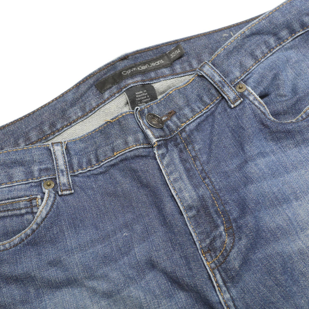 CALVIN KLEIN JEANS Mens Slim Blue Denim Light W36 L32 Zip Casual Straight Denim