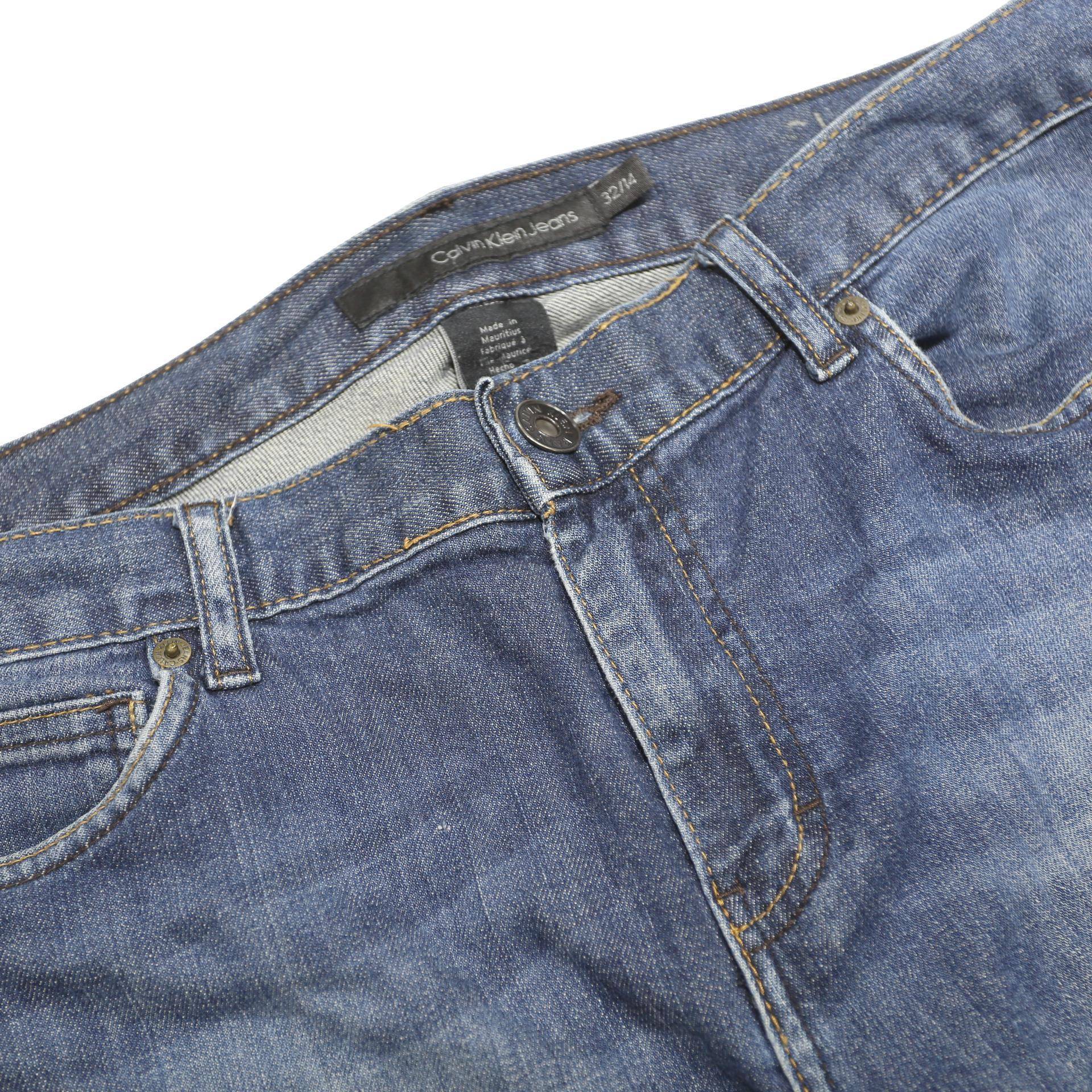 CALVIN KLEIN JEANS Mens Slim Blue Denim Light W36 L32 Zip Casual Straight Denim