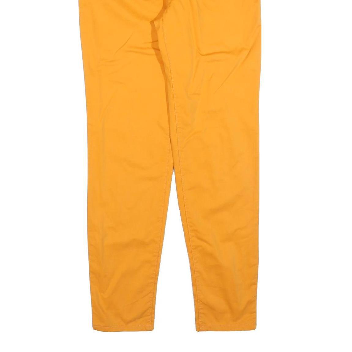 VERSACE Womens Cotton Blend Yellow Slim Trousers W26 L31 Stylish Zip Closure