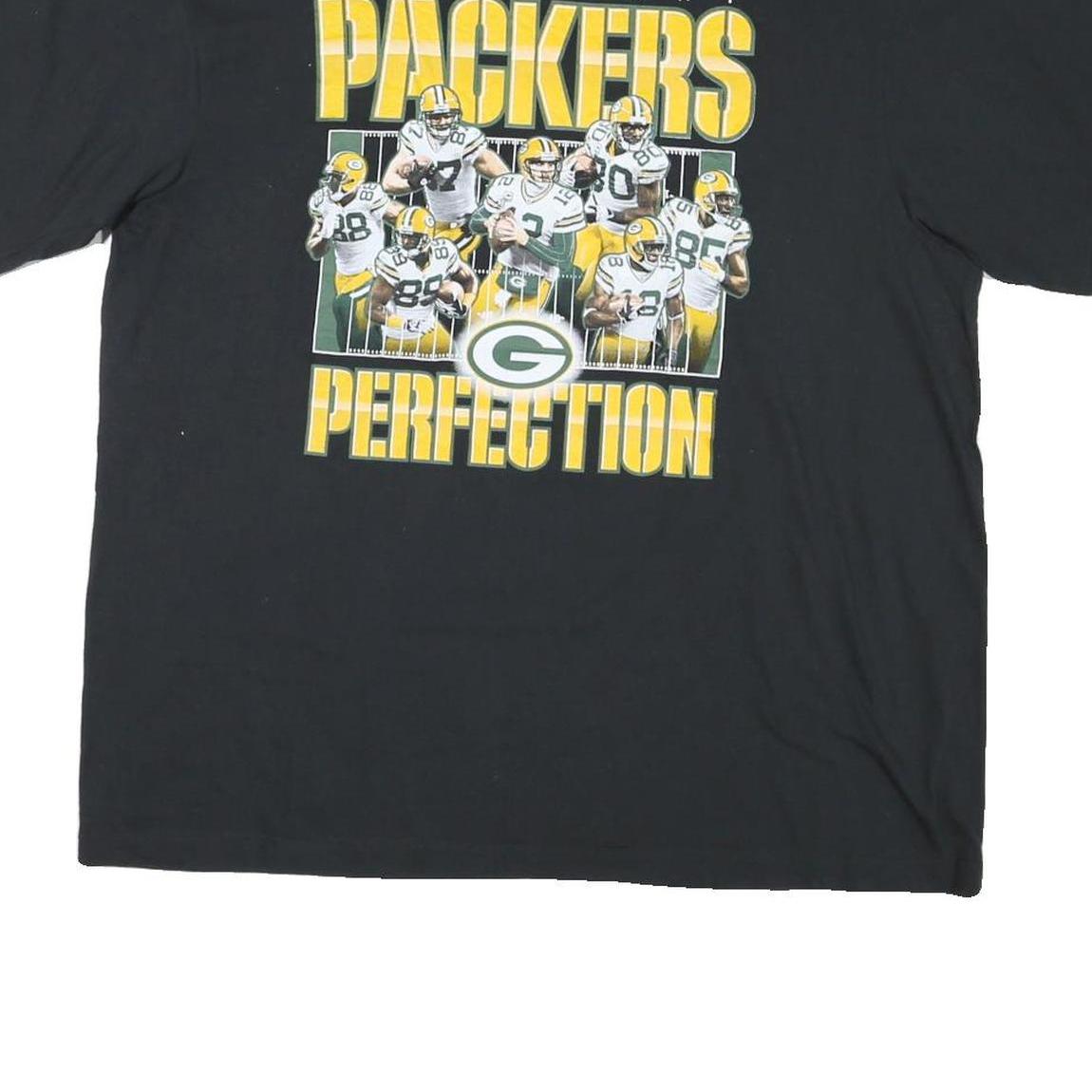 REEBOK Mens Black Green Bay Packers Graphic T-Shirt XL Short Sleeve Crew Neck