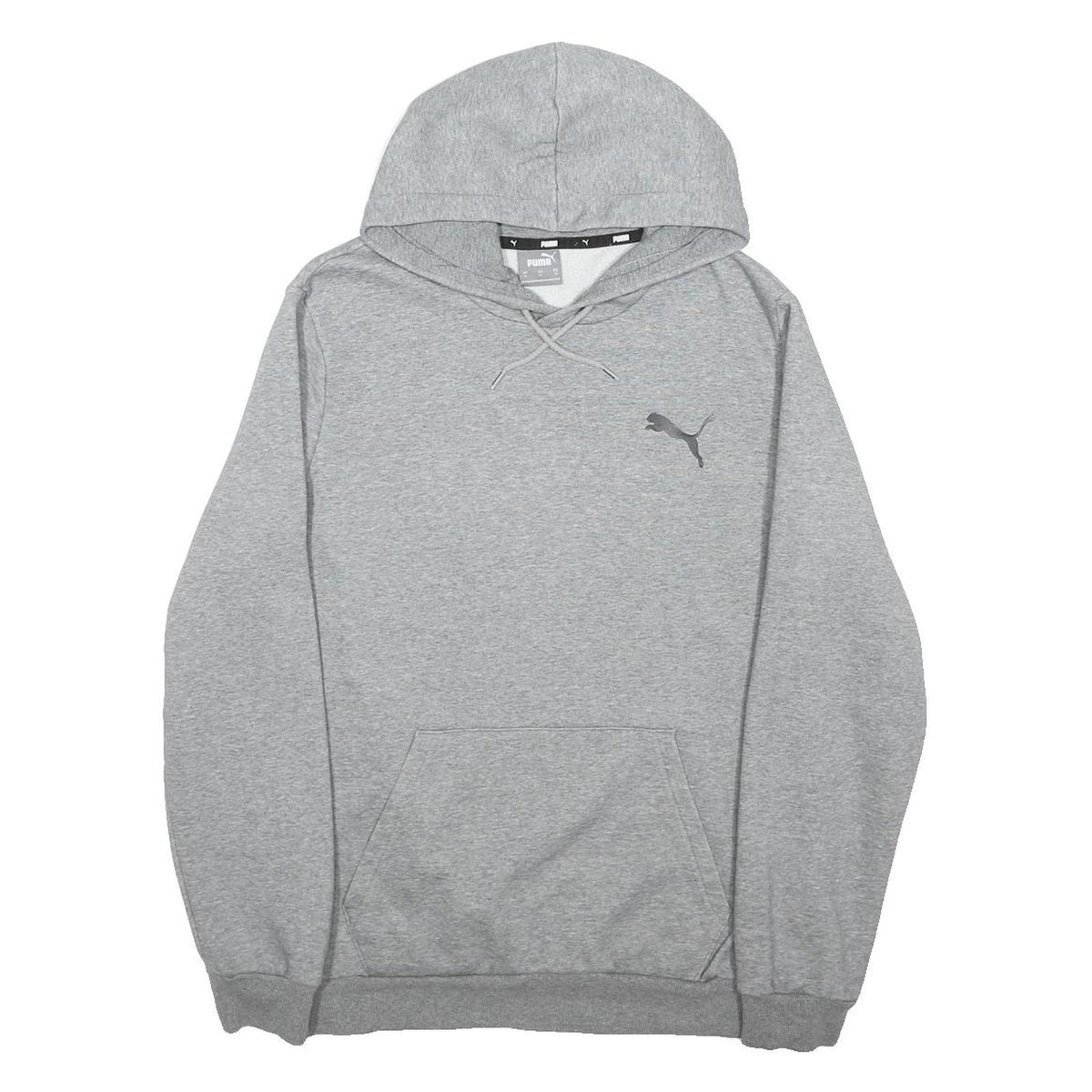 PUMA Mens Grey Hoodie M Cotton Blend Pullover Casual Sports Sweatshirt