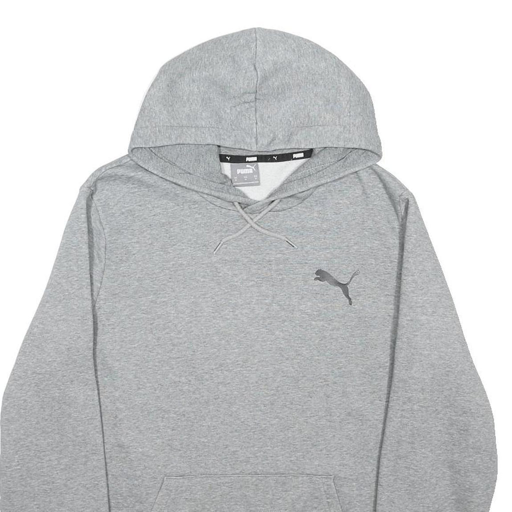 PUMA Mens Grey Hoodie M Cotton Blend Pullover Casual Sports Sweatshirt