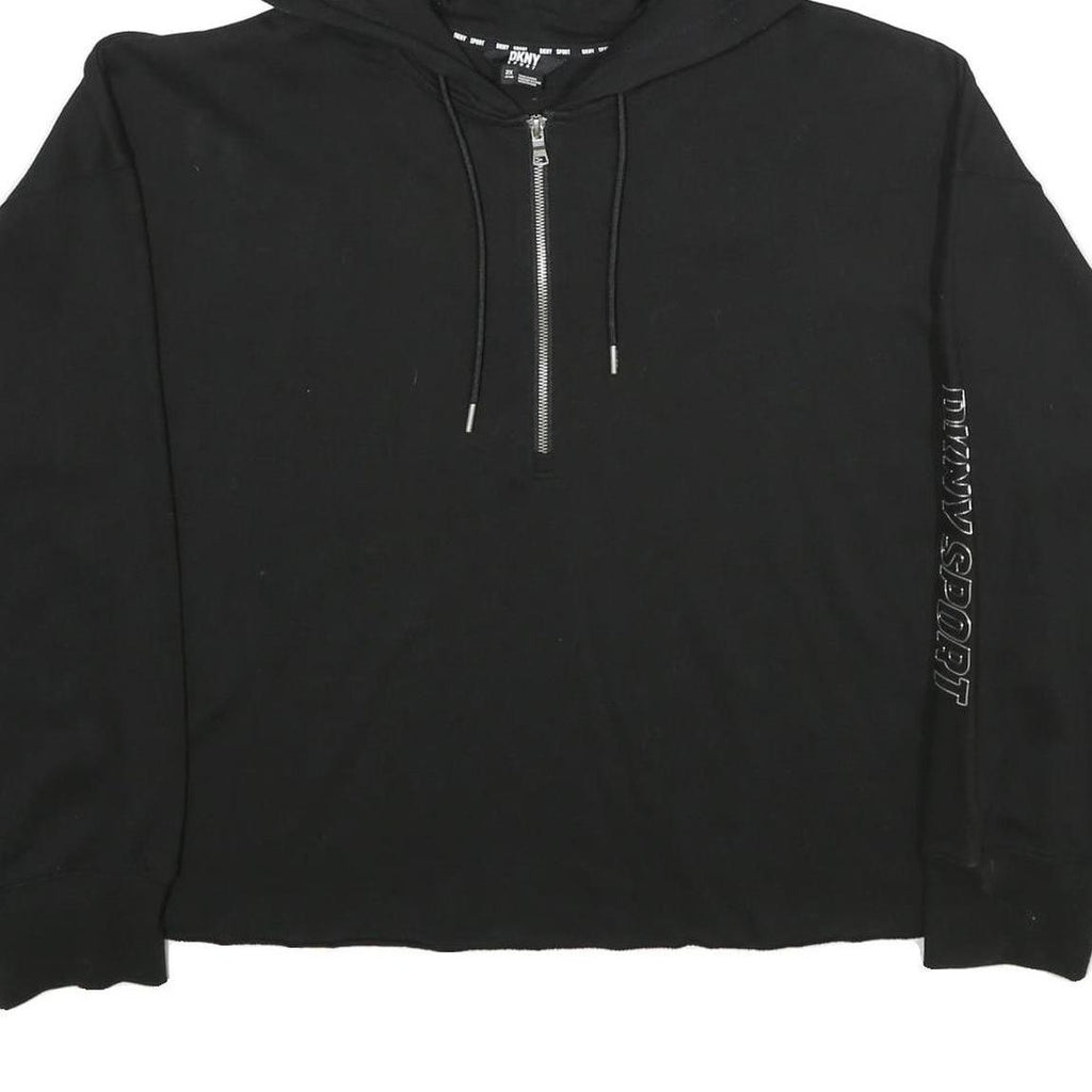 DKNY Womens Black ¼ Zip Hoodie 2XL Sport Casual Cotton Blend Sweatshirt
