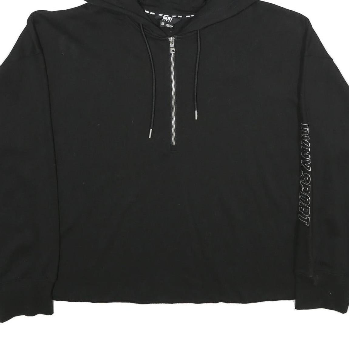 DKNY Womens Black ¼ Zip Hoodie 2XL Sport Casual Cotton Blend Sweatshirt
