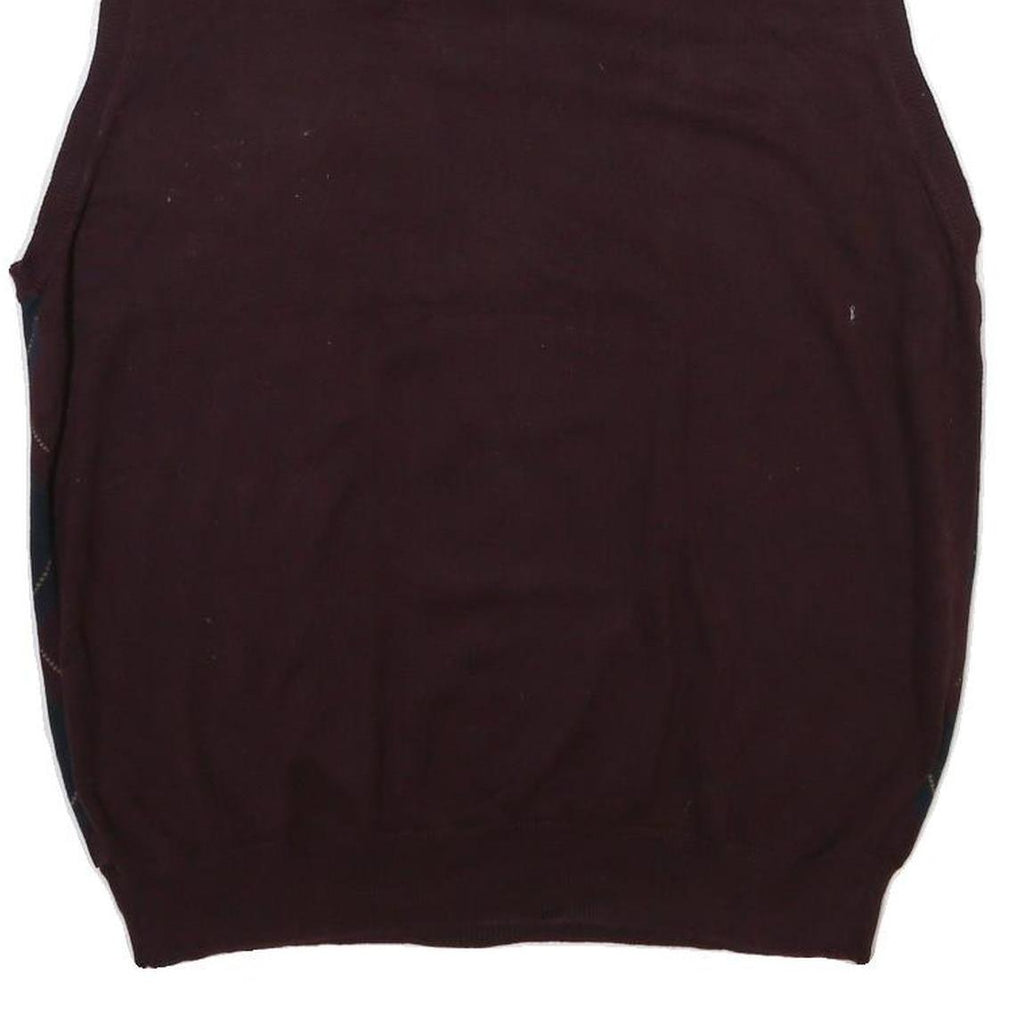 IZOD Mens Maroon & Navy Patterned V-Neck Sleeveless Jumper XL Cotton Blend