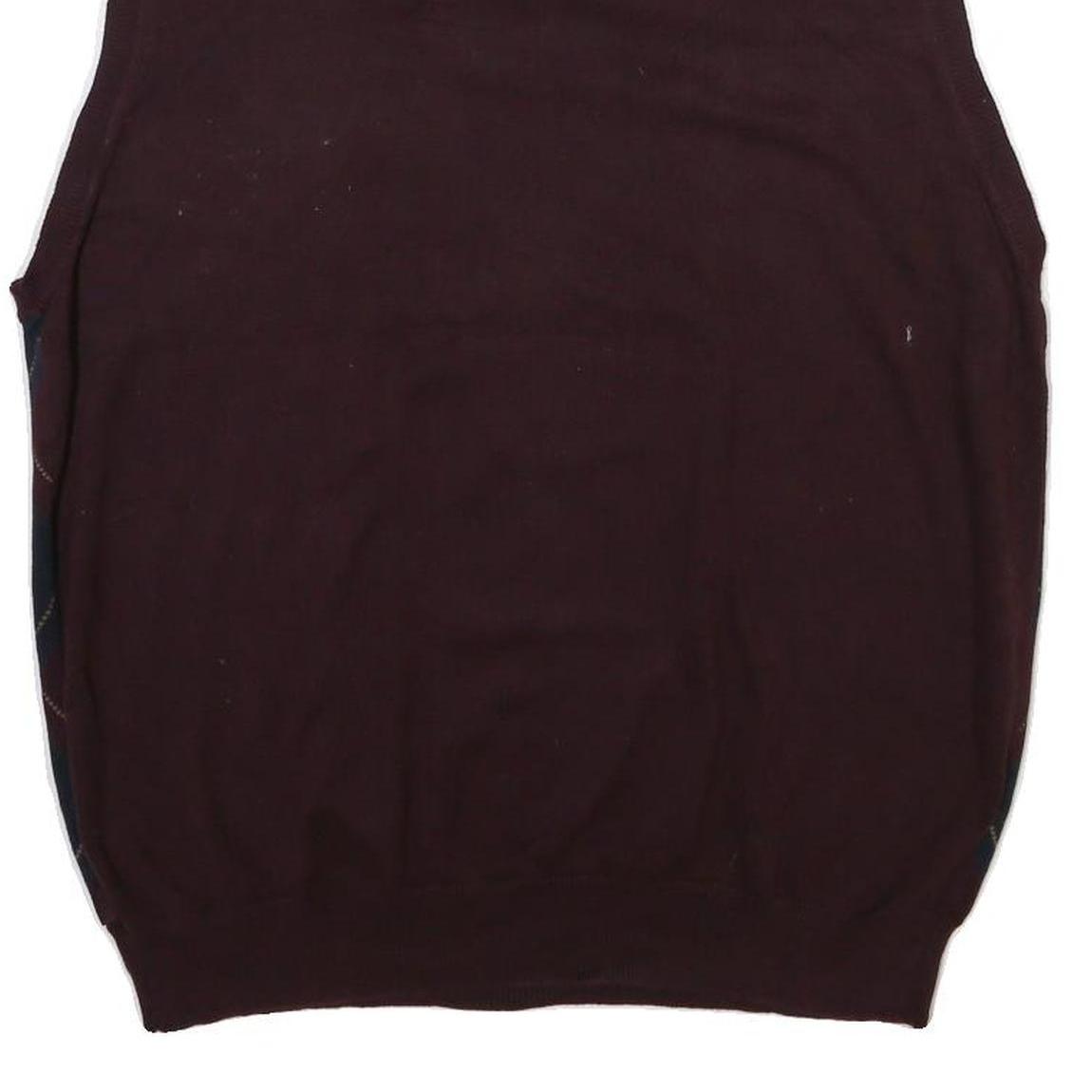 IZOD Mens Maroon & Navy Patterned V-Neck Sleeveless Jumper XL Cotton Blend