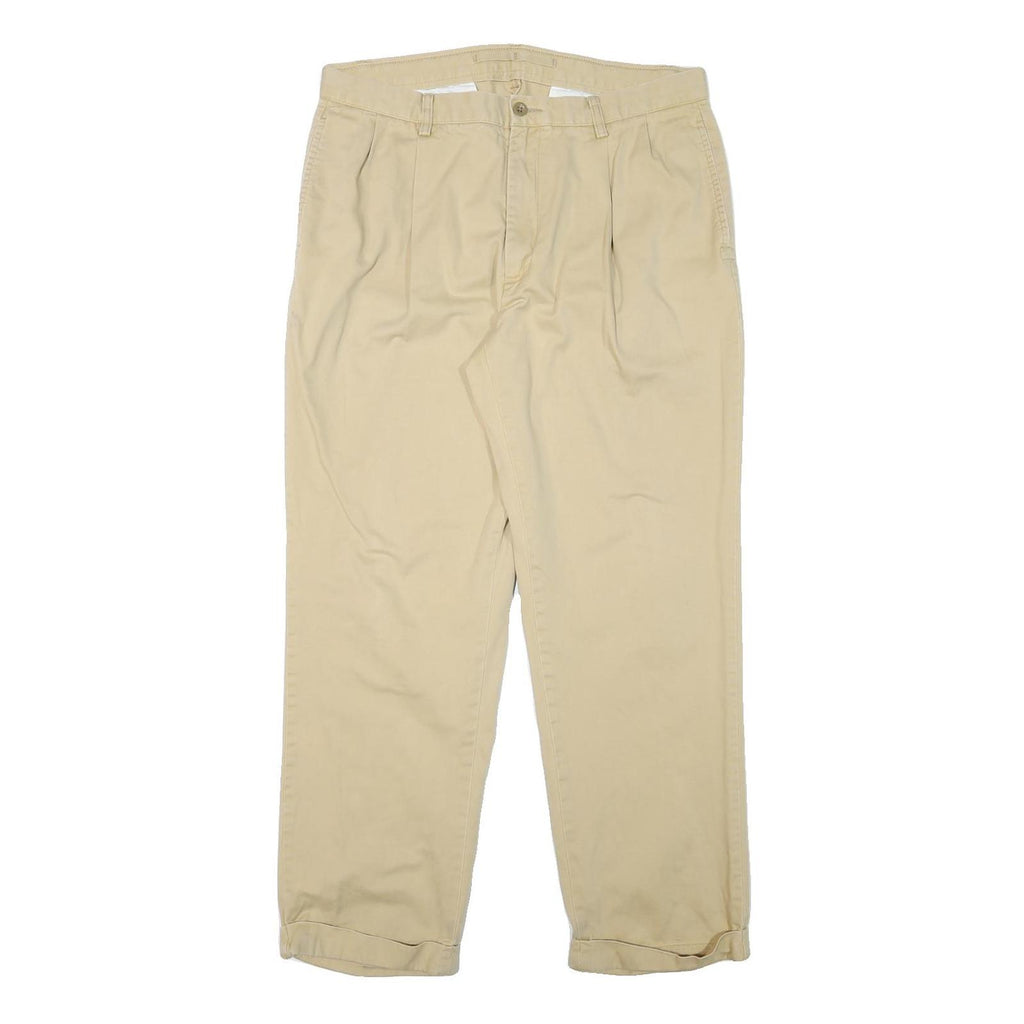 NAUTICA Mens Cotton Blend Beige Regular Straight Trousers W34 L29 Classic Zip