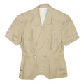 Womens Beige Linen Blend Button Short Sleeve Tailored Jacket XS Plain Summer