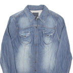 GUESS Womens Blue Denim Style Shirt S Casual Cotton Blend Button Closure