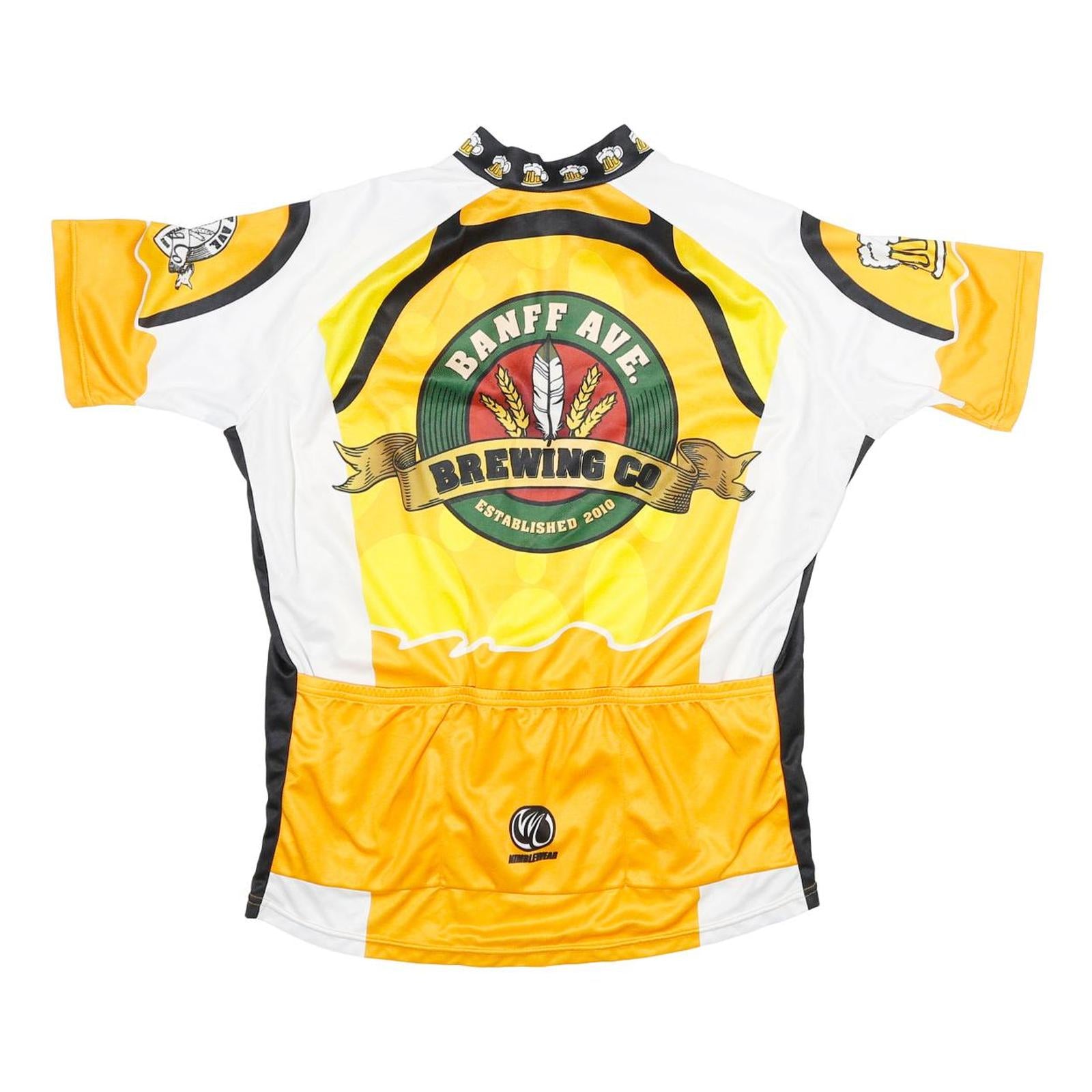 NIMBLEWEAR Mens Yellow & Black Graphic T-Shirt XL Short Sleeve Mock Neck Cycling