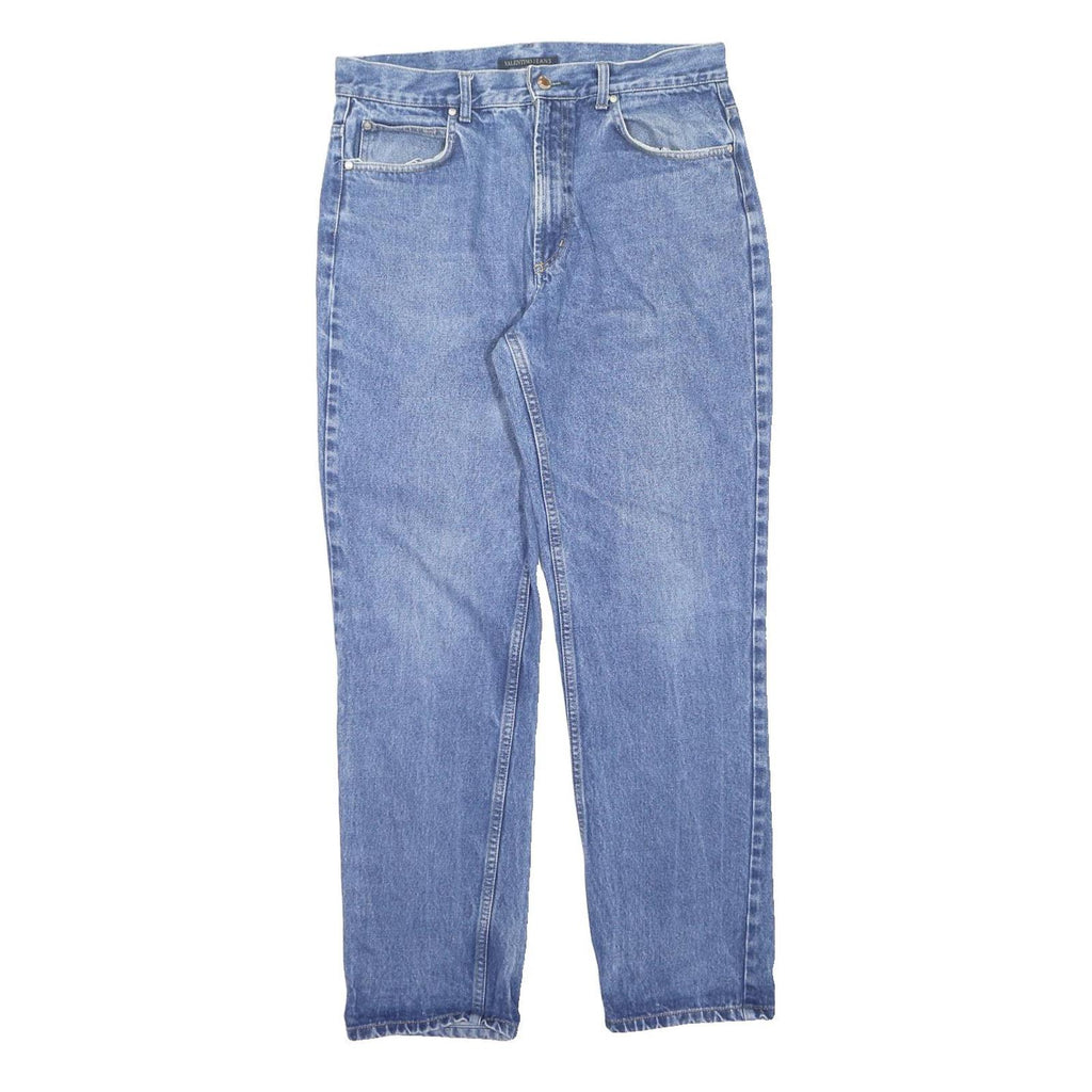 VALENTINO Mens Regular Fit Blue Denim Jeans W36 L32 Classic Zip Pocket