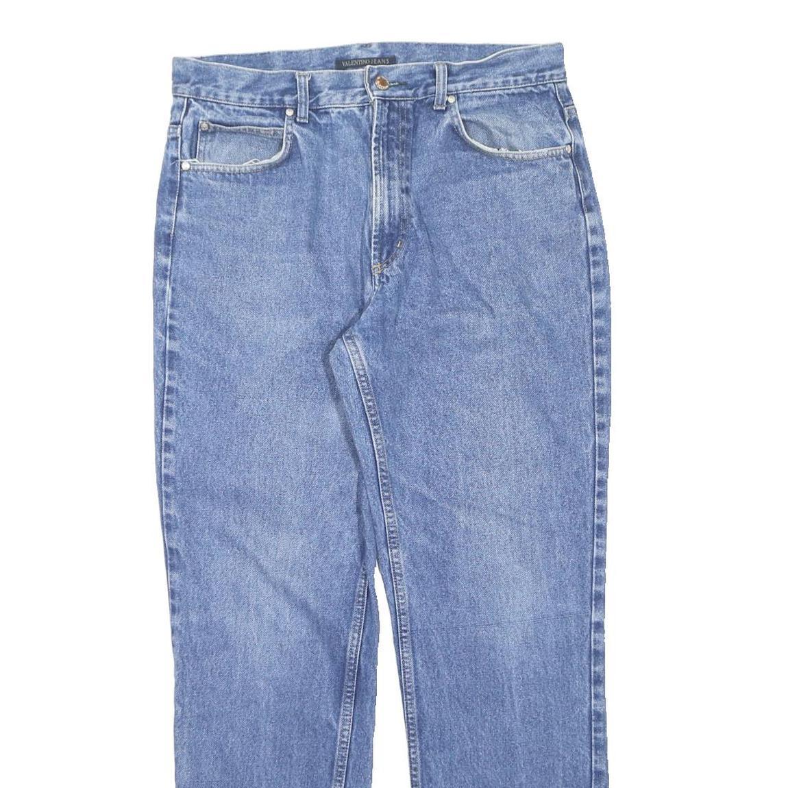 VALENTINO Mens Regular Fit Blue Denim Jeans W36 L32 Classic Zip Pocket