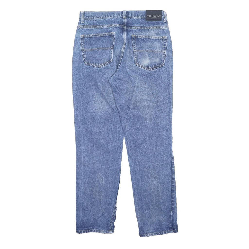 VALENTINO Mens Regular Fit Blue Denim Jeans W36 L32 Classic Zip Pocket