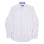 TOMMY HILFIGER Fitted Mens Shirt White Check Long Sleeve M