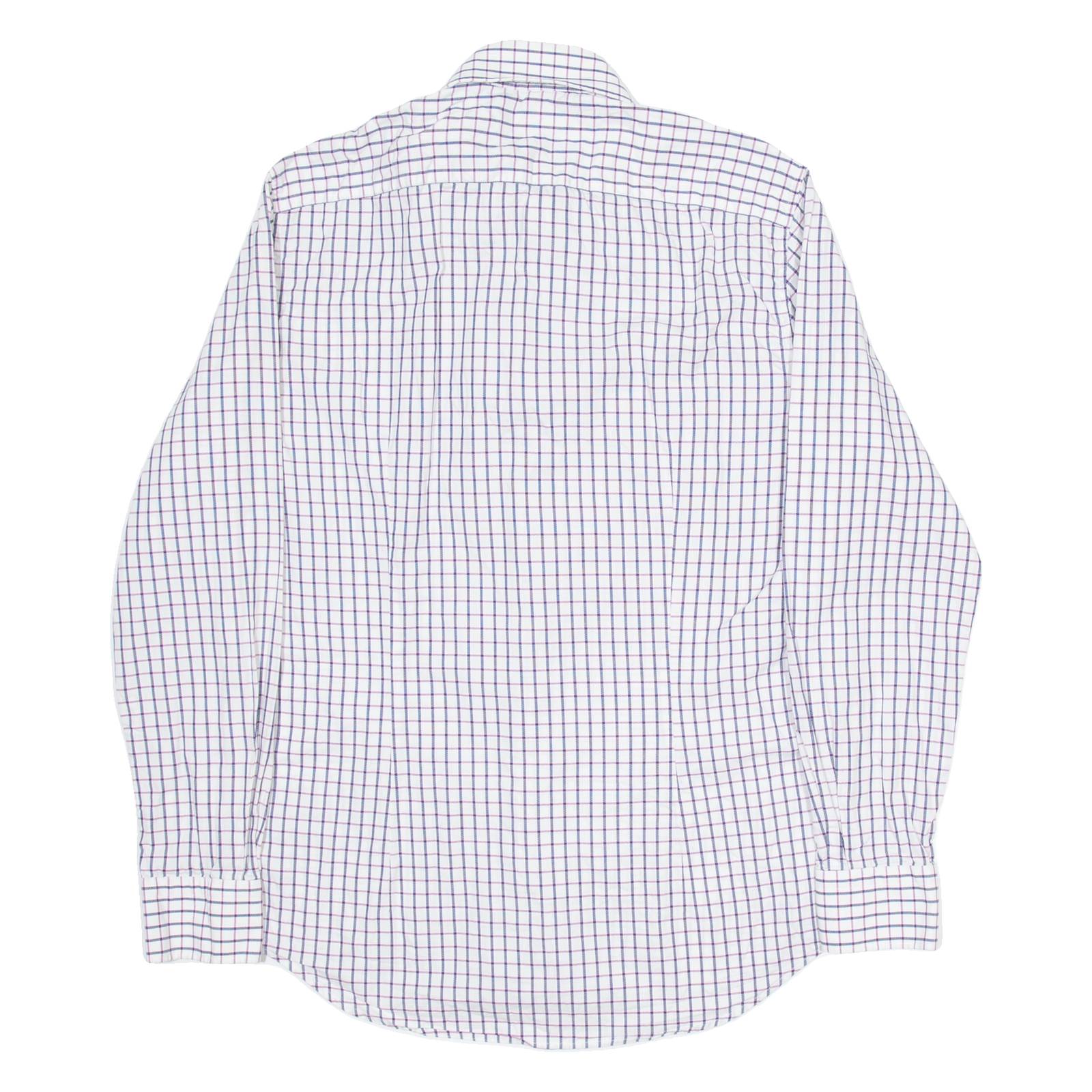 TOMMY HILFIGER Fitted Mens Shirt White Check Long Sleeve M