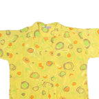 LEMON Womens Yellow Printed Basic Short Sleeve Collared Shirt S Bright Summer