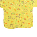 LEMON Womens Yellow Printed Basic Short Sleeve Collared Shirt S Bright Summer