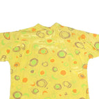 LEMON Womens Yellow Printed Basic Short Sleeve Collared Shirt S Bright Summer