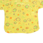 LEMON Womens Yellow Printed Basic Short Sleeve Collared Shirt S Bright Summer
