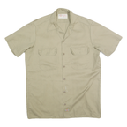 DICKIES Mens Beige Short Sleeve Shirt M Cotton Blend Workwear Button Front