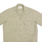 DICKIES Mens Beige Short Sleeve Shirt M Cotton Blend Workwear Button Front