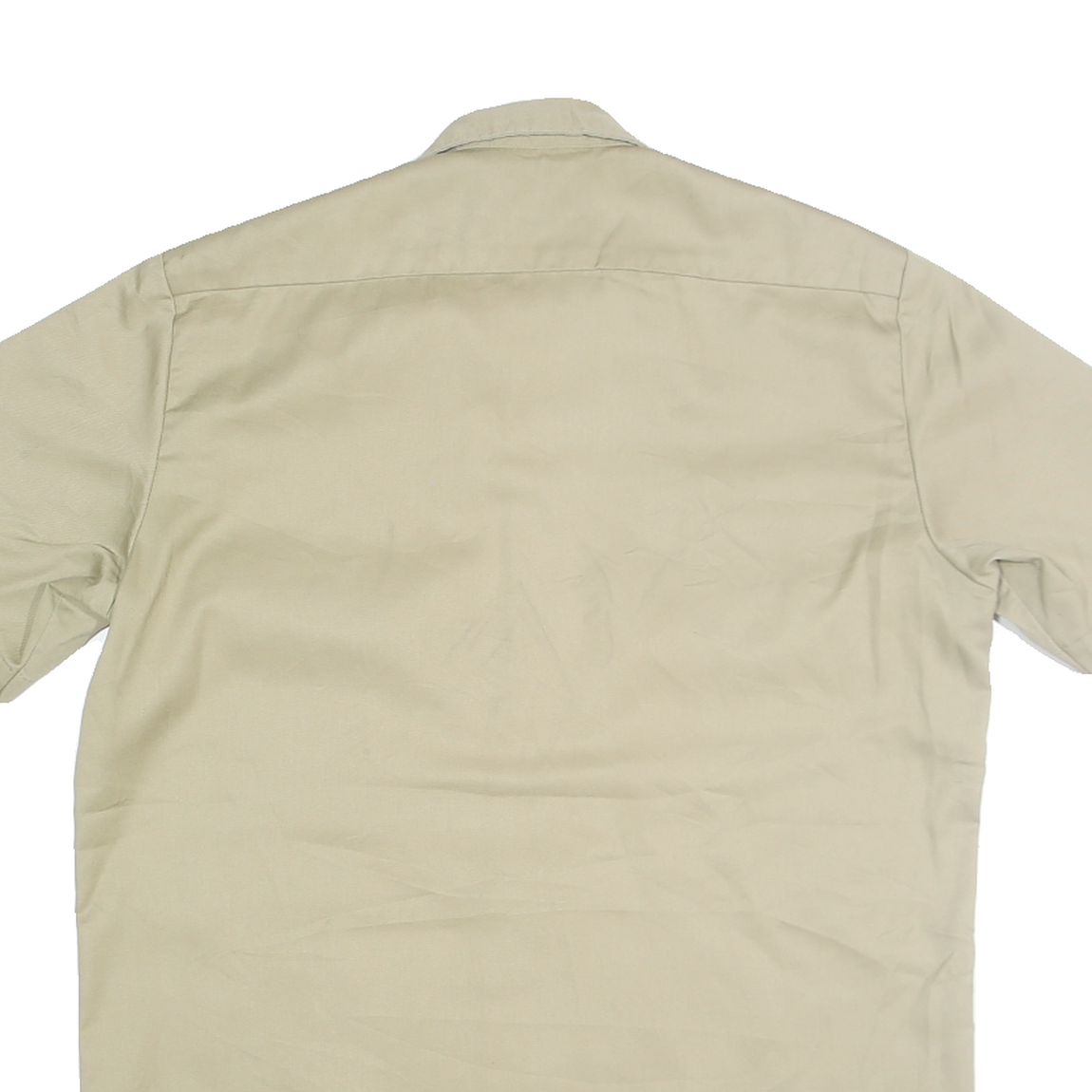 DICKIES Mens Beige Short Sleeve Shirt M Cotton Blend Workwear Button Front