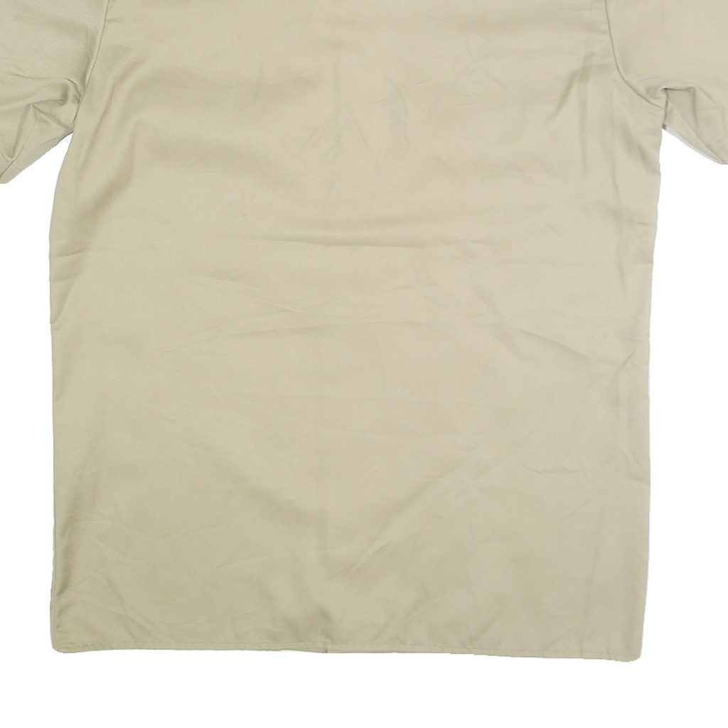 DICKIES Mens Beige Short Sleeve Shirt M Cotton Blend Workwear Button Front