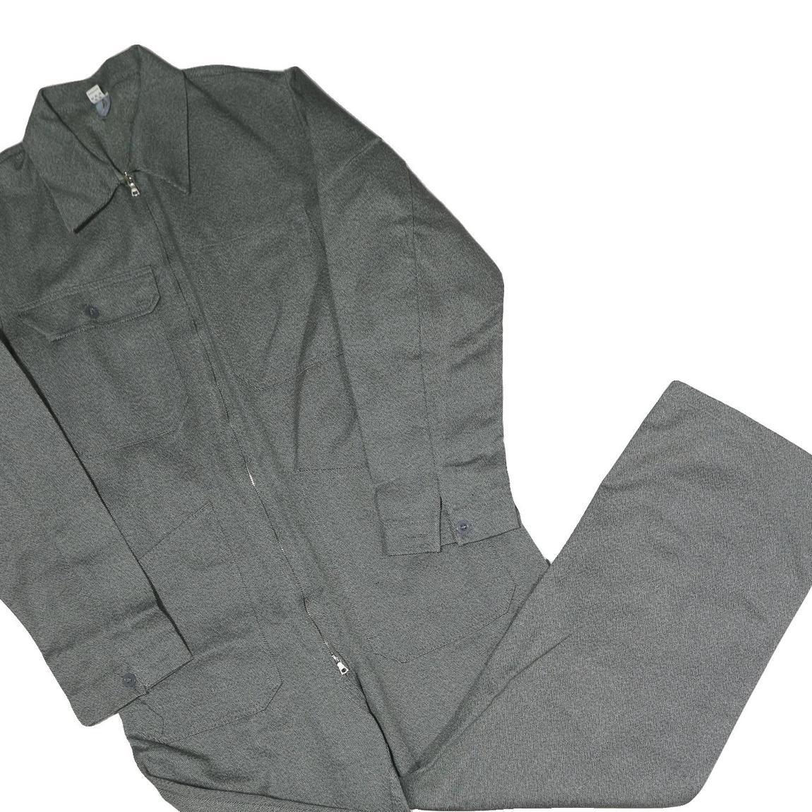 WORKER Mens Grey Cotton Dungarees XL W42 L30 Workwear Zip Closure