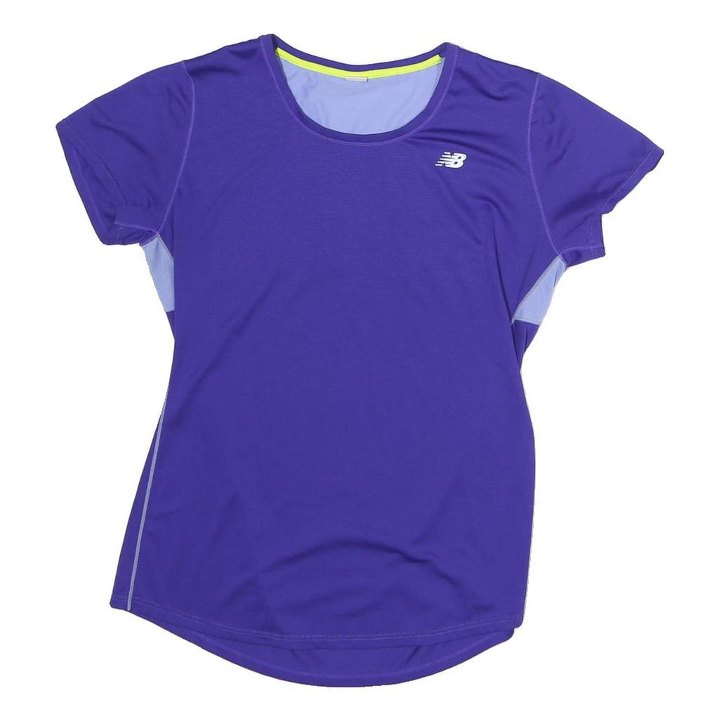 NEW BALANCE Womens Purple & Light Purple Modern T-Shirt S Short Sleeve Crew Neck