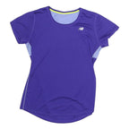 NEW BALANCE Womens Purple & Light Purple Modern T-Shirt S Short Sleeve Crew Neck