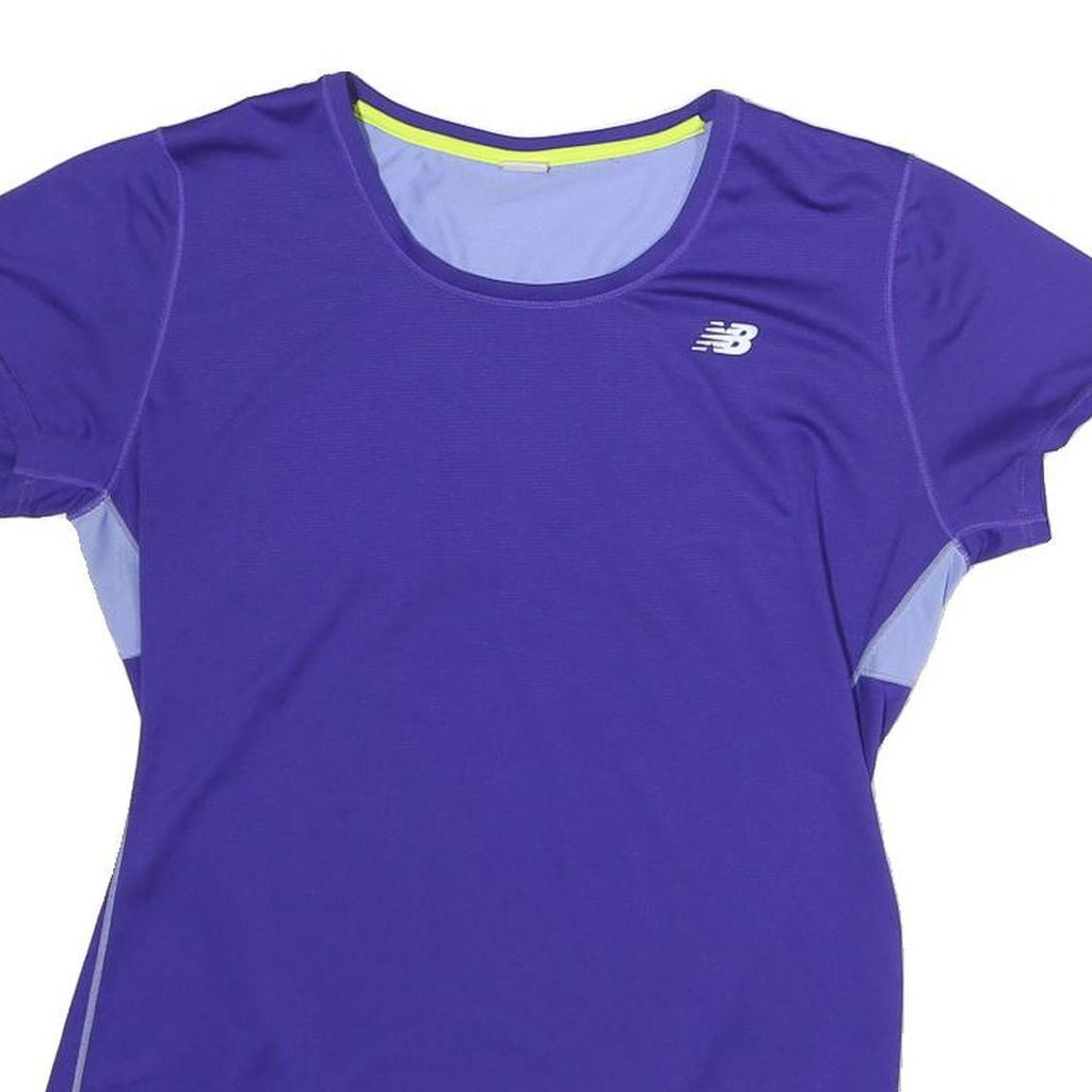 NEW BALANCE Womens Purple & Light Purple Modern T-Shirt S Short Sleeve Crew Neck