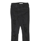 LEVI'S 721 Womens Jeans Black Slim Skinny Denim W27 L28 Distressed Rips