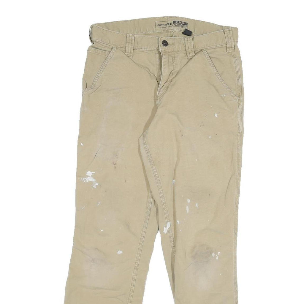 CARHARTT Mens Jeans Beige Relaxed Straight Denim W28 L28 Workwear Zip Closure