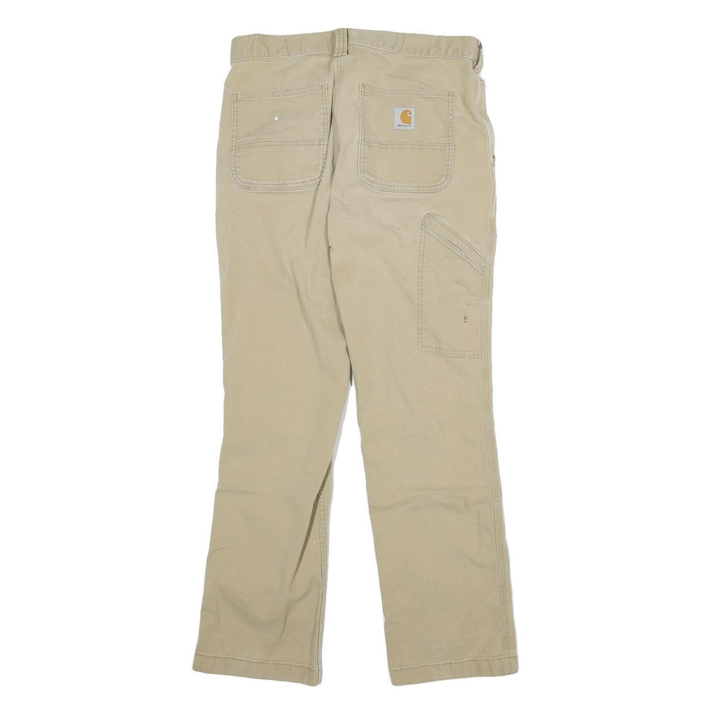 CARHARTT Mens Jeans Beige Relaxed Straight Denim W28 L28 Workwear Zip Closure