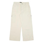 IZABEL Womens Cotton Blend White Relaxed Wide-Leg Trousers W32 L29 Cargo Style