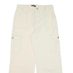 IZABEL Womens Cotton Blend White Relaxed Wide-Leg Trousers W32 L29 Cargo Style