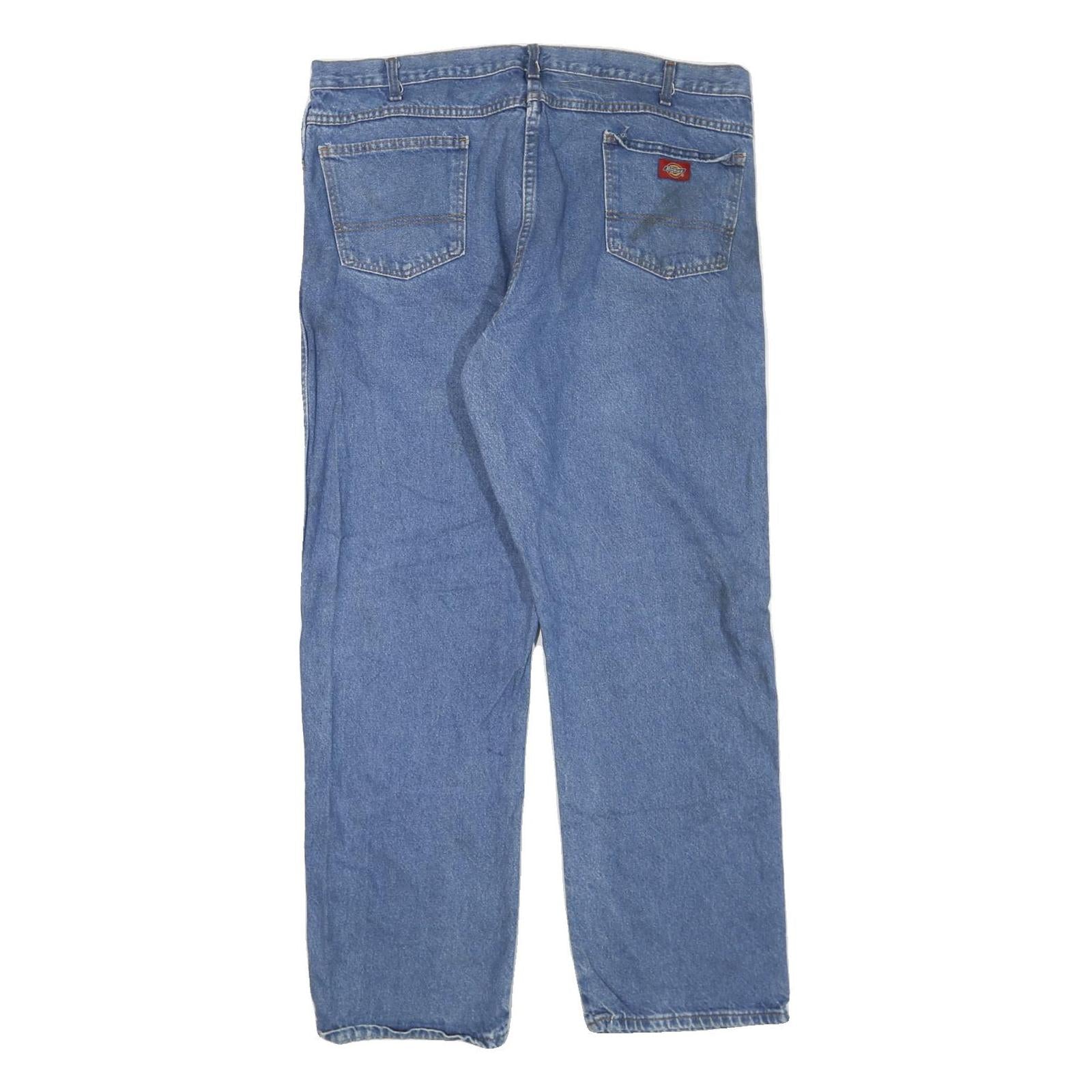 DICKIES Mens Blue Regular Fit Straight Leg Denim Jeans W40 L32 Zip Closure