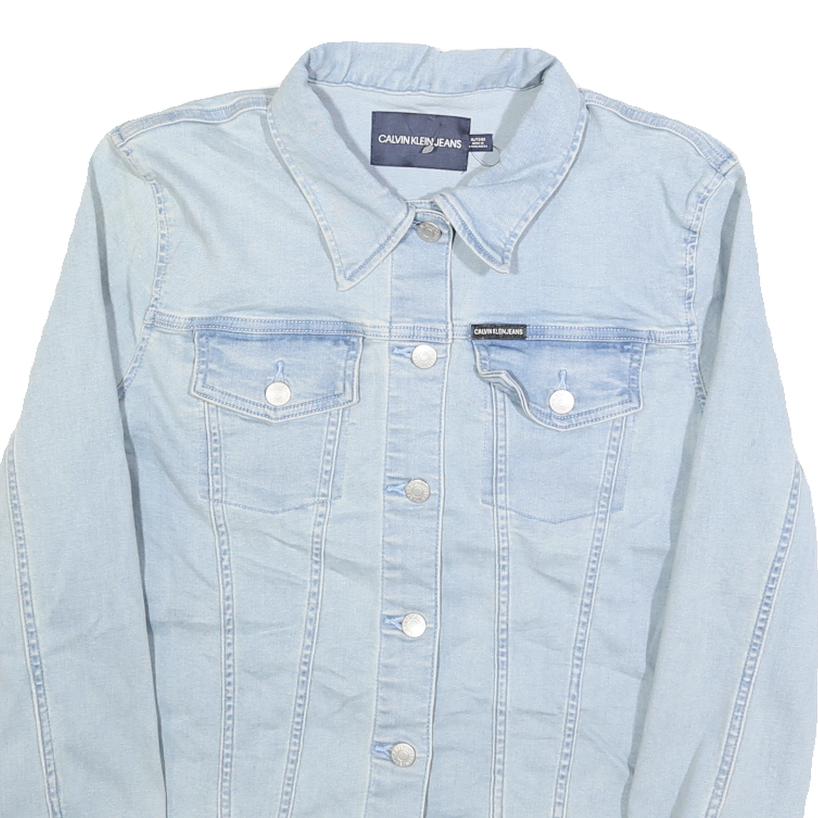 CALVIN KLEIN JEANS Womens Blue Light Denim Jacket XL Cotton Plain Button Closure