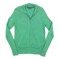 RALPH LAUREN SPORT Mens Green Cotton Patterned Jumper Full Zip Cable Knit S