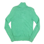 RALPH LAUREN SPORT Mens Green Cotton Patterned Jumper Full Zip Cable Knit S