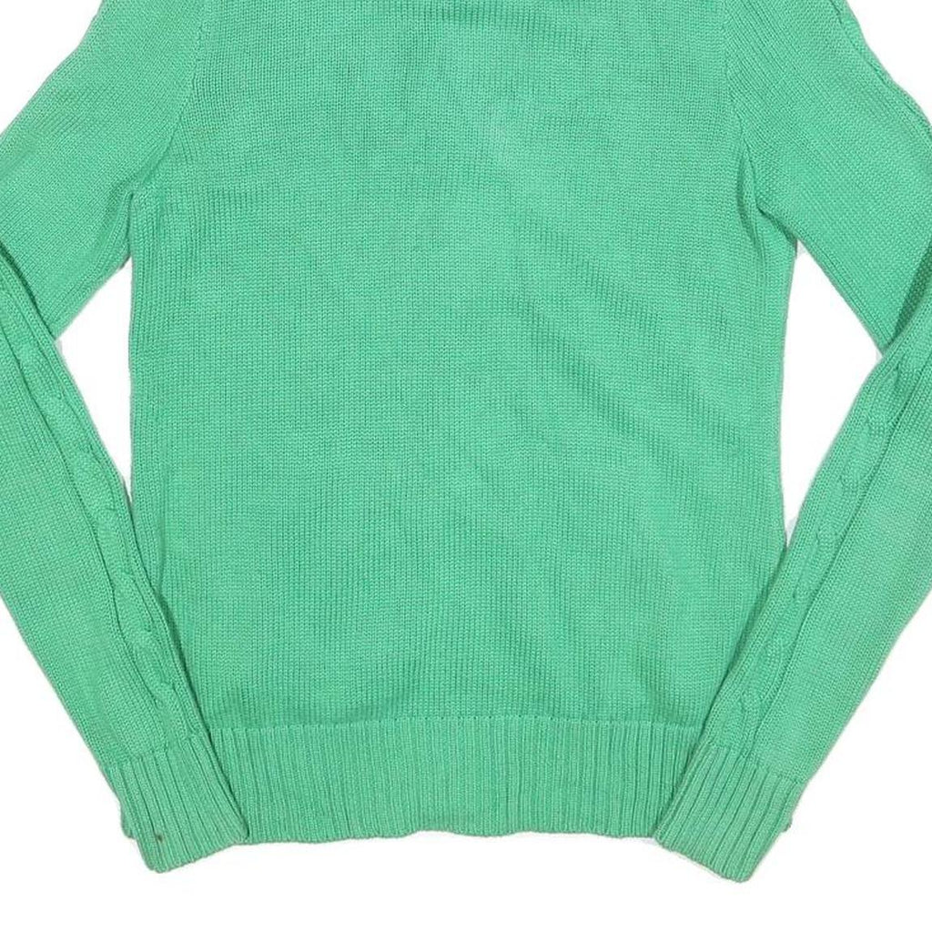 RALPH LAUREN SPORT Mens Green Cotton Patterned Jumper Full Zip Cable Knit S