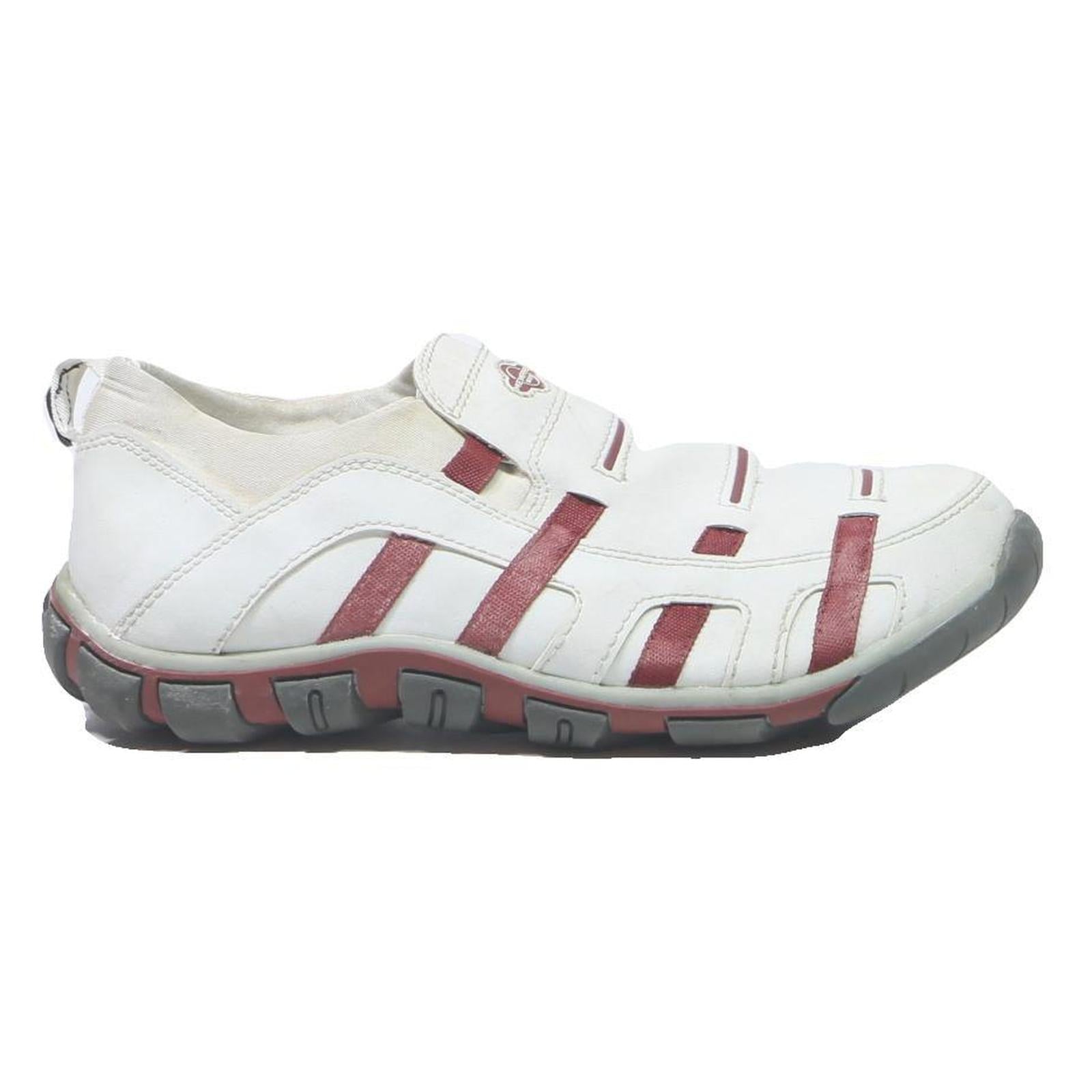 MEMPHIS Mens Casual Slip-On Trainers White & Maroon Synthetic UK 9 Comfortable