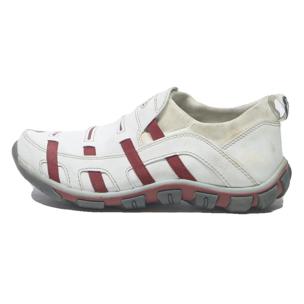 MEMPHIS Mens Casual Slip-On Trainers White & Maroon Synthetic UK 9 Comfortable