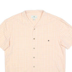 ISLAND SHORES Mens Peach & White Check Shirt XL Summer Casual Short Sleeve