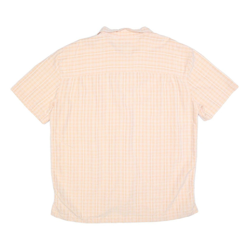 ISLAND SHORES Mens Peach & White Check Shirt XL Summer Casual Short Sleeve