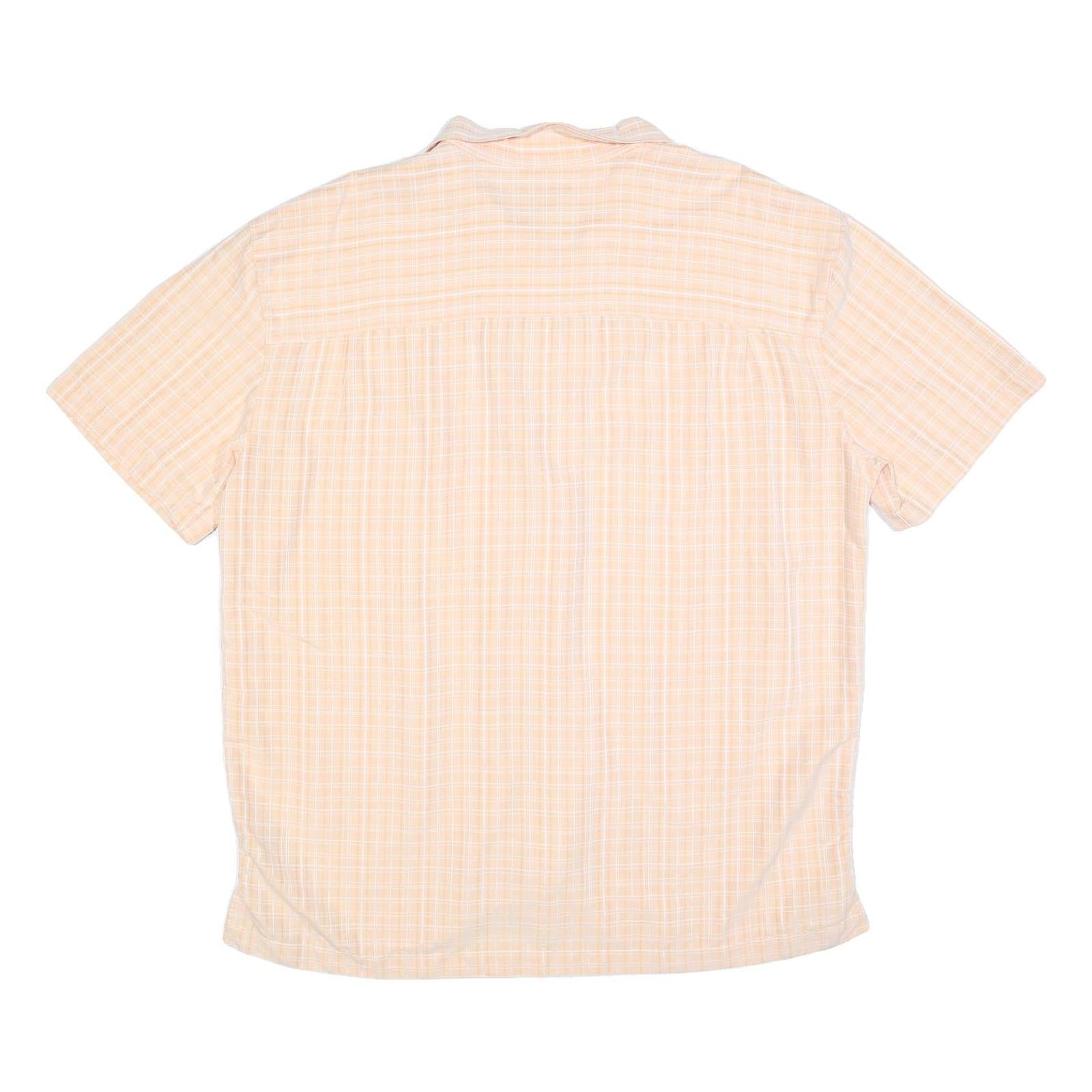 ISLAND SHORES Mens Peach & White Check Shirt XL Summer Casual Short Sleeve