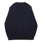 POLO RALPH LAUREN Mens Navy Blue Plain V-Neck Basic Knit L Cotton Jumper
