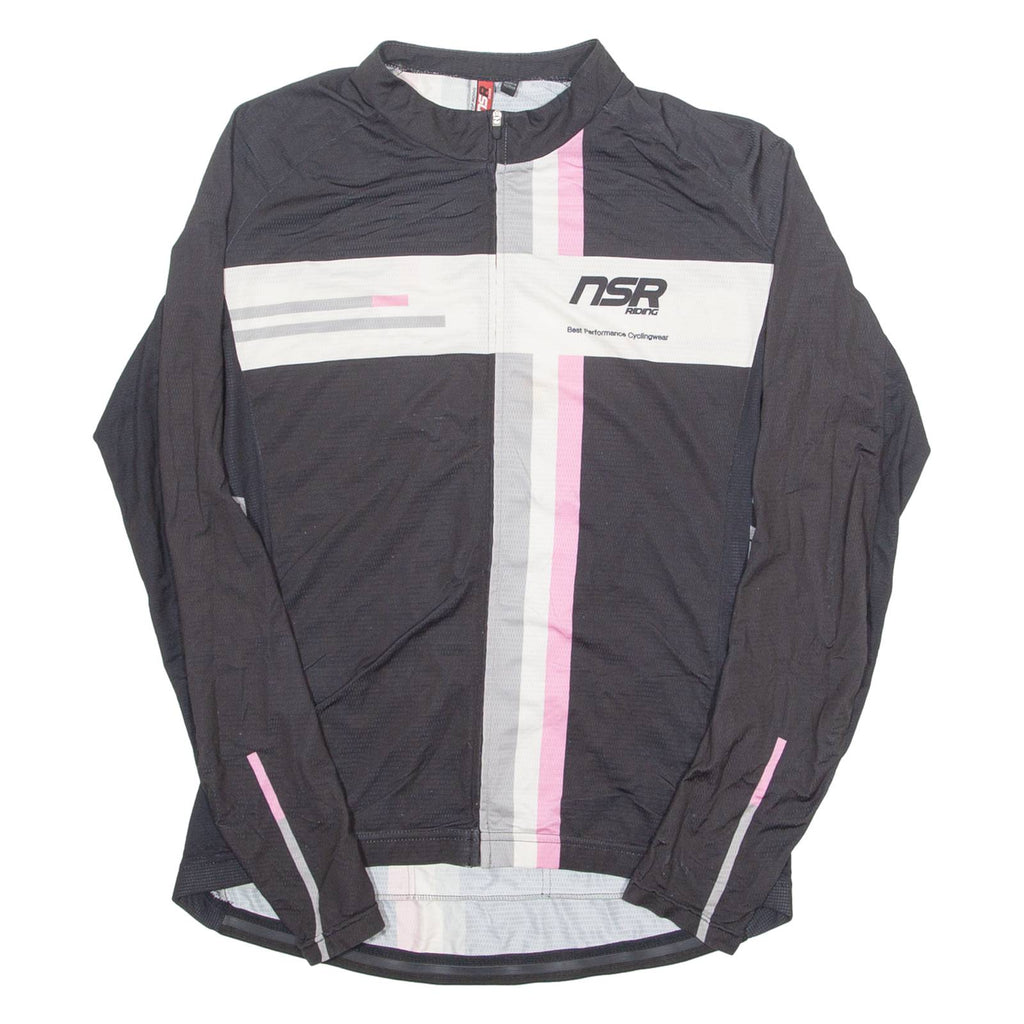 NEVER STOP RIDING Cycling Womens Jersey Black Long Sleeve 1/4 Zip M