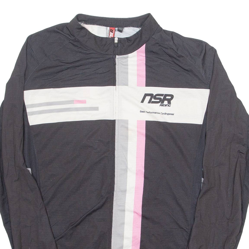 NEVER STOP RIDING Cycling Womens Jersey Black Long Sleeve 1/4 Zip M